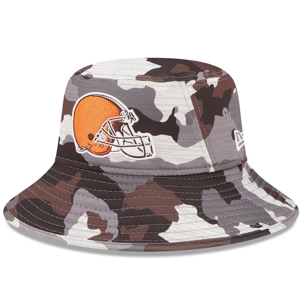 New Era Cleveland Browns NFL Camo Bucket Hat Grey Brown On Field Sun Hat OSFM